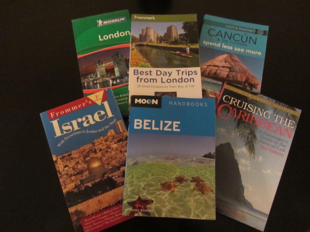 Travel guide books to London, Cancun, Yucatan, Carribean, Belize and Israel