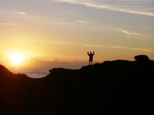 Rock climbing victory (photo credit Bryan Wintersteen)