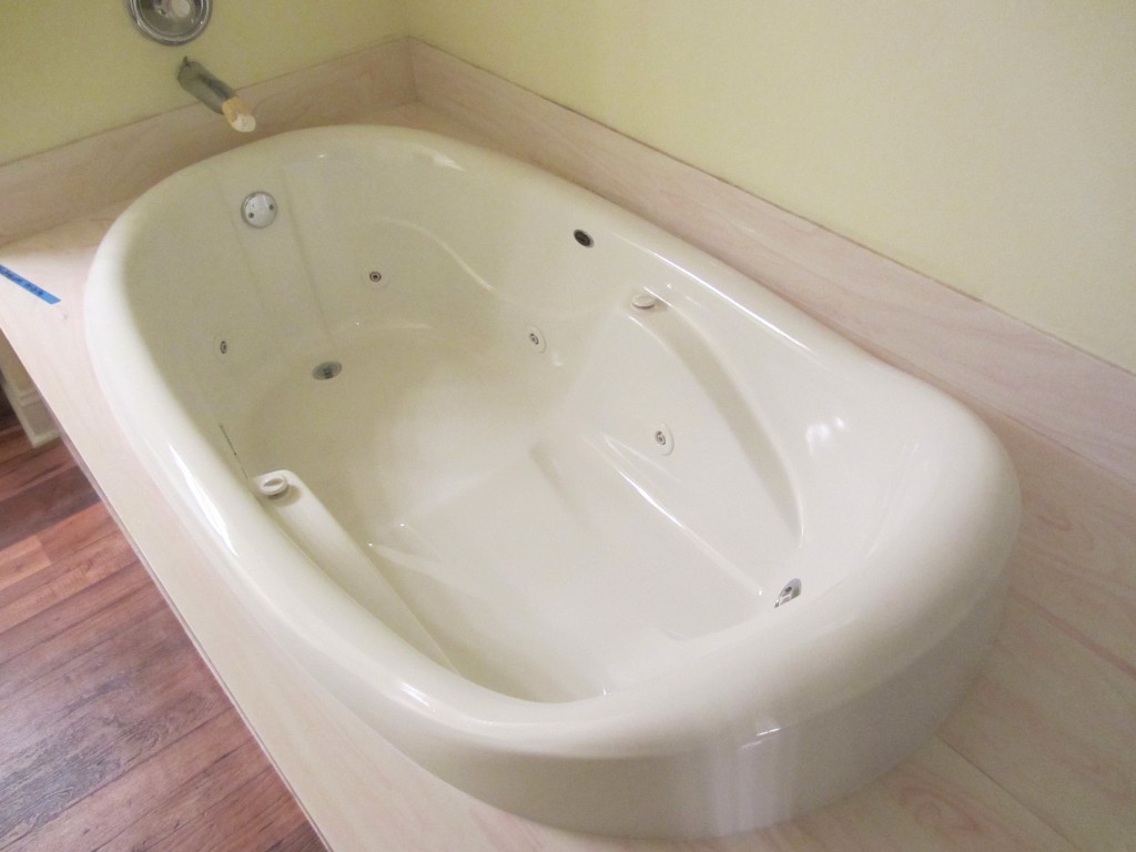 Pink jacuzzi tub after reglazing