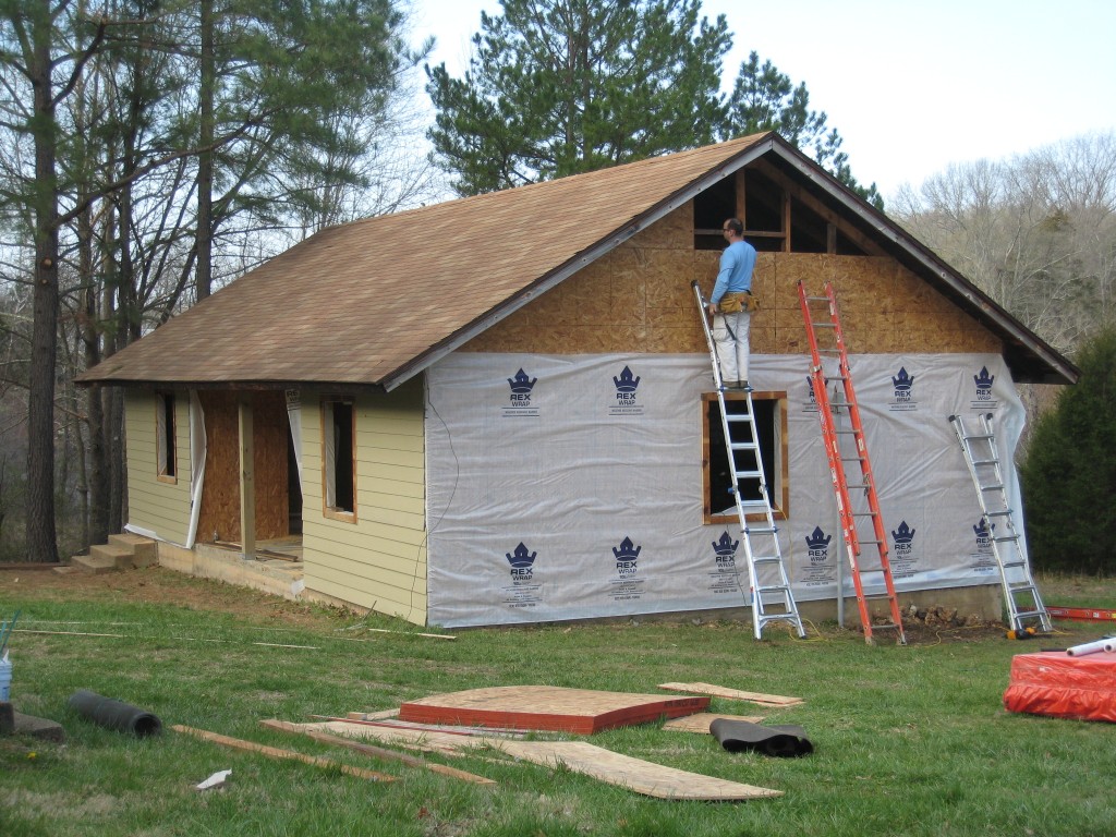 Sherwood Forest Camp Trades Weekend - new cabin getting siding