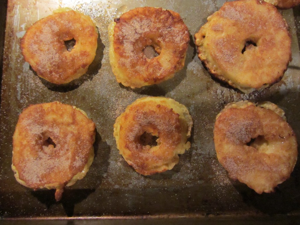 Sweet apple fritter recipe on baking sheet