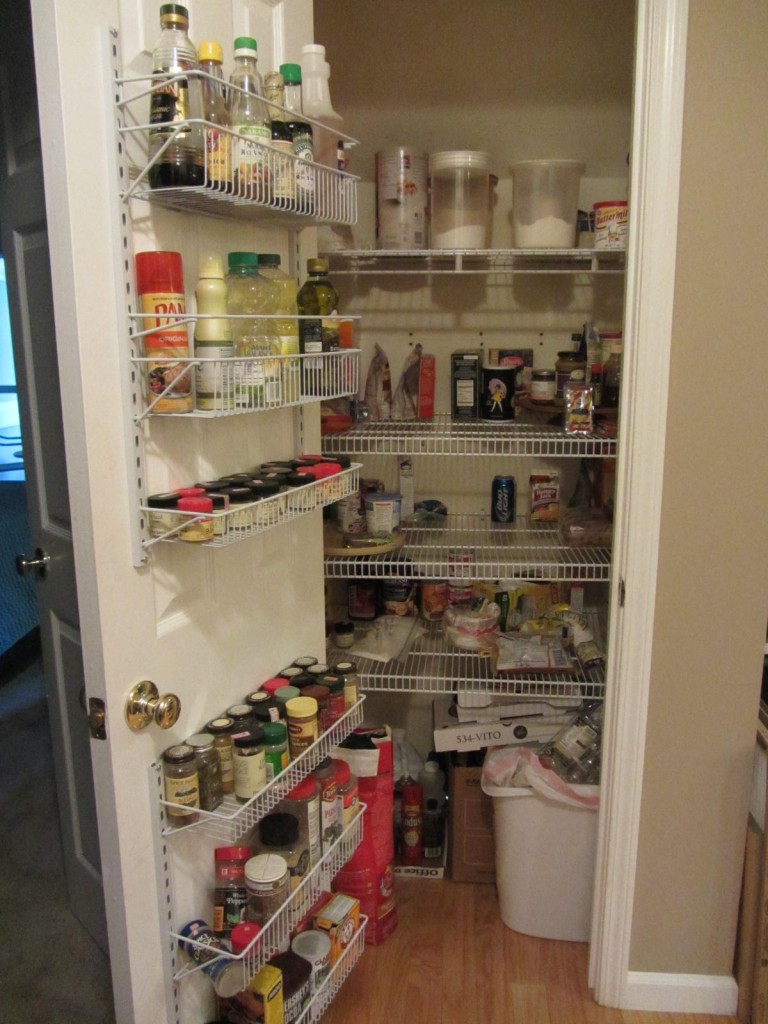 Stocked pantry with door shelving