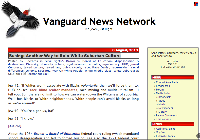 Hate group - Vanguard News Network