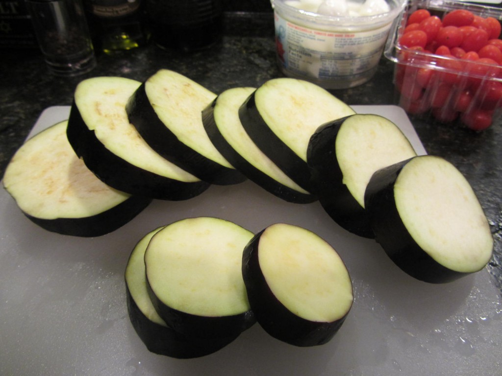 Balsamic Eggplant Pasta Salad - sliced eggplant