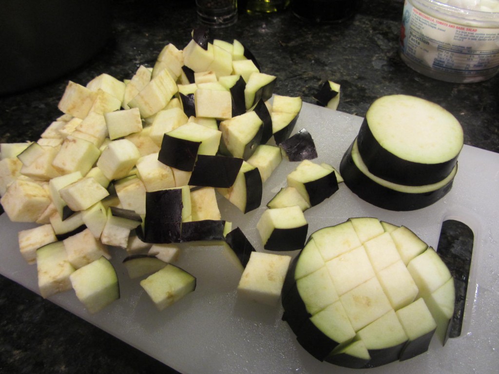 Balsamic Eggplant Pasta Salad - cubed eggplant