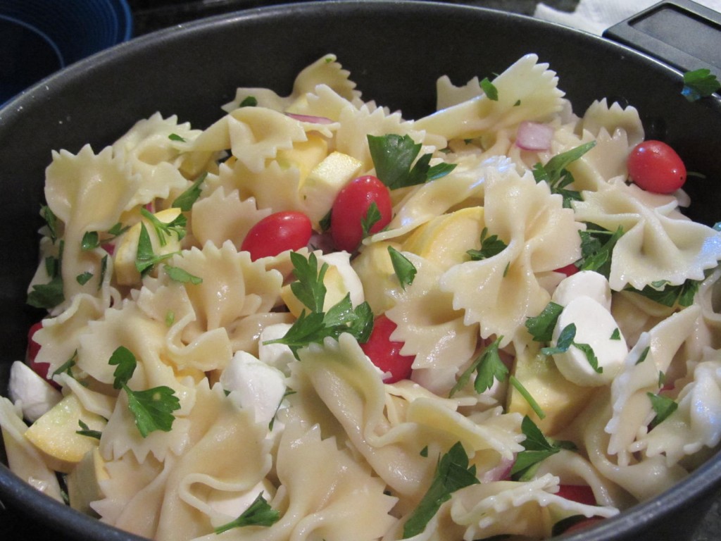 Balsamic Eggplant Pasta Salad - mixed together