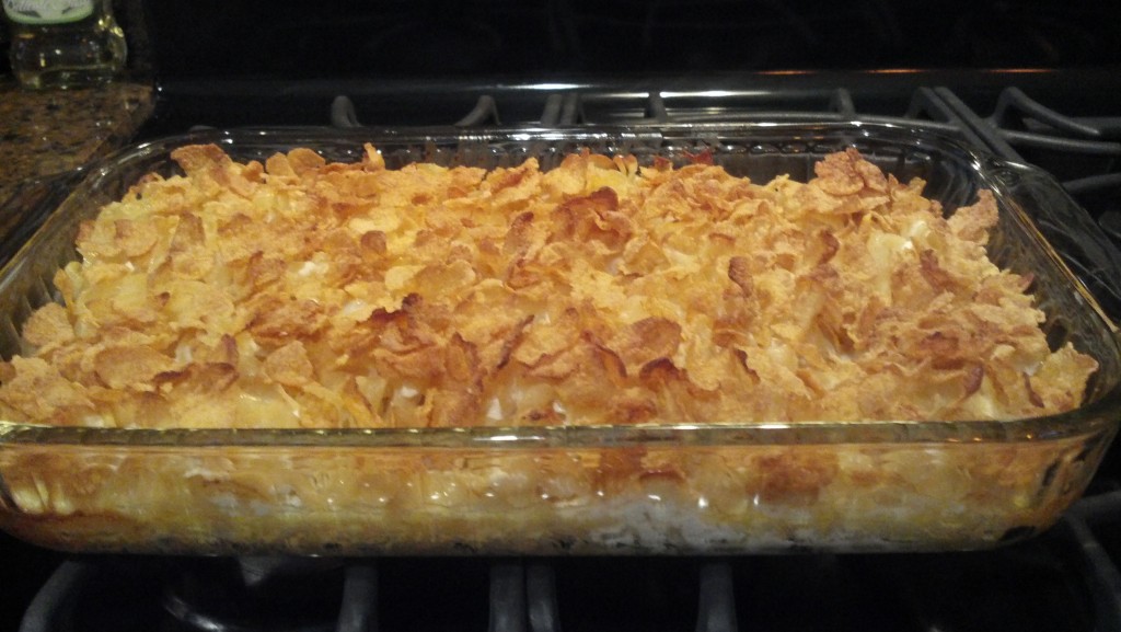 Noodle kugel with cornflakes