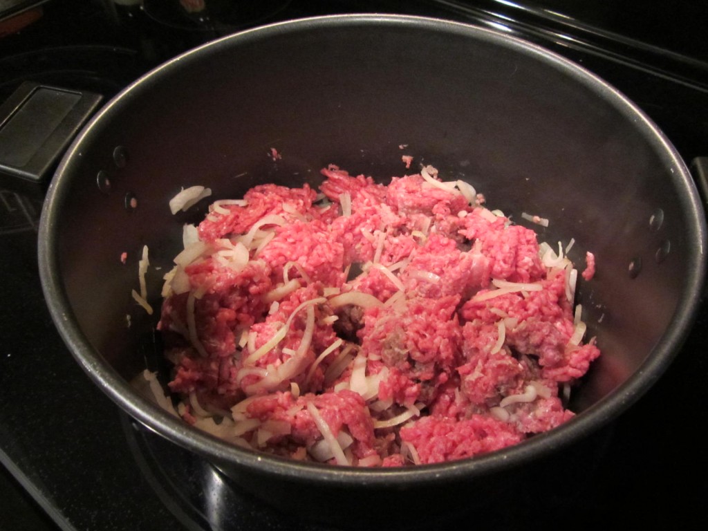 Lasagna - cooking ground beef