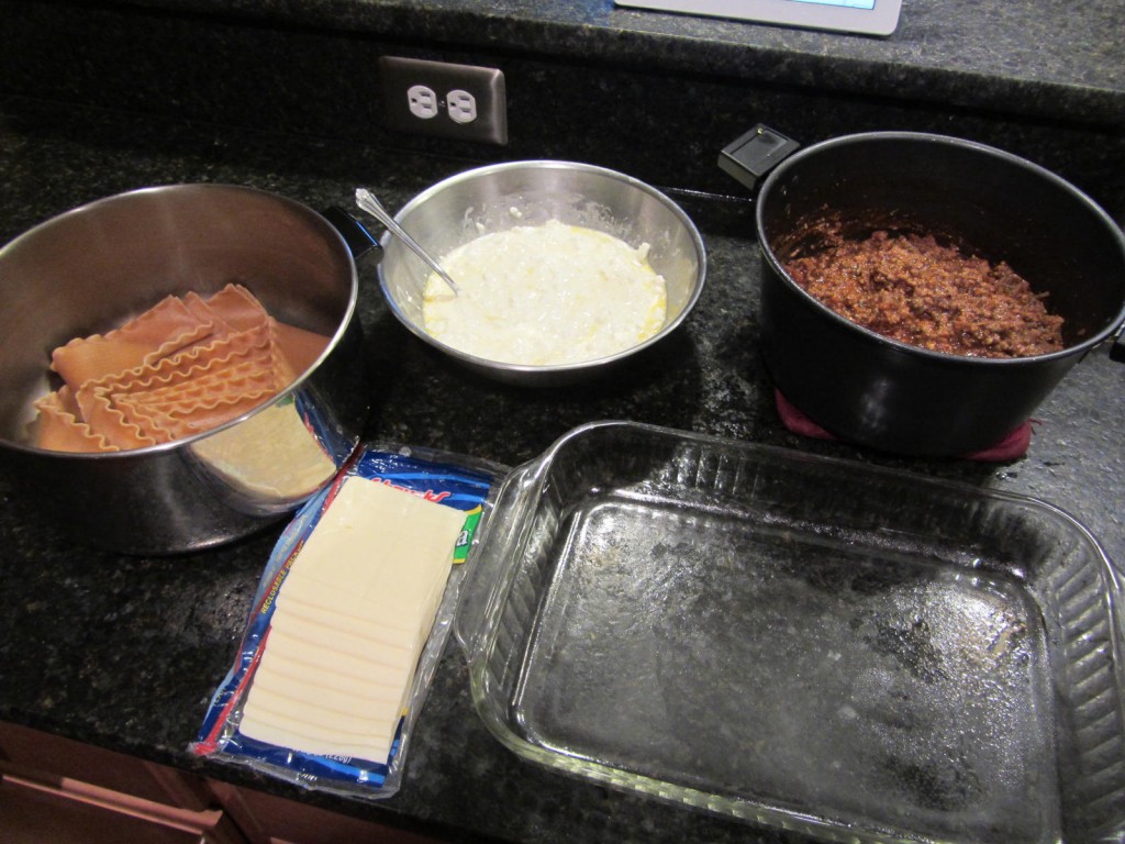 Lasagna - gather ingredients to assemble