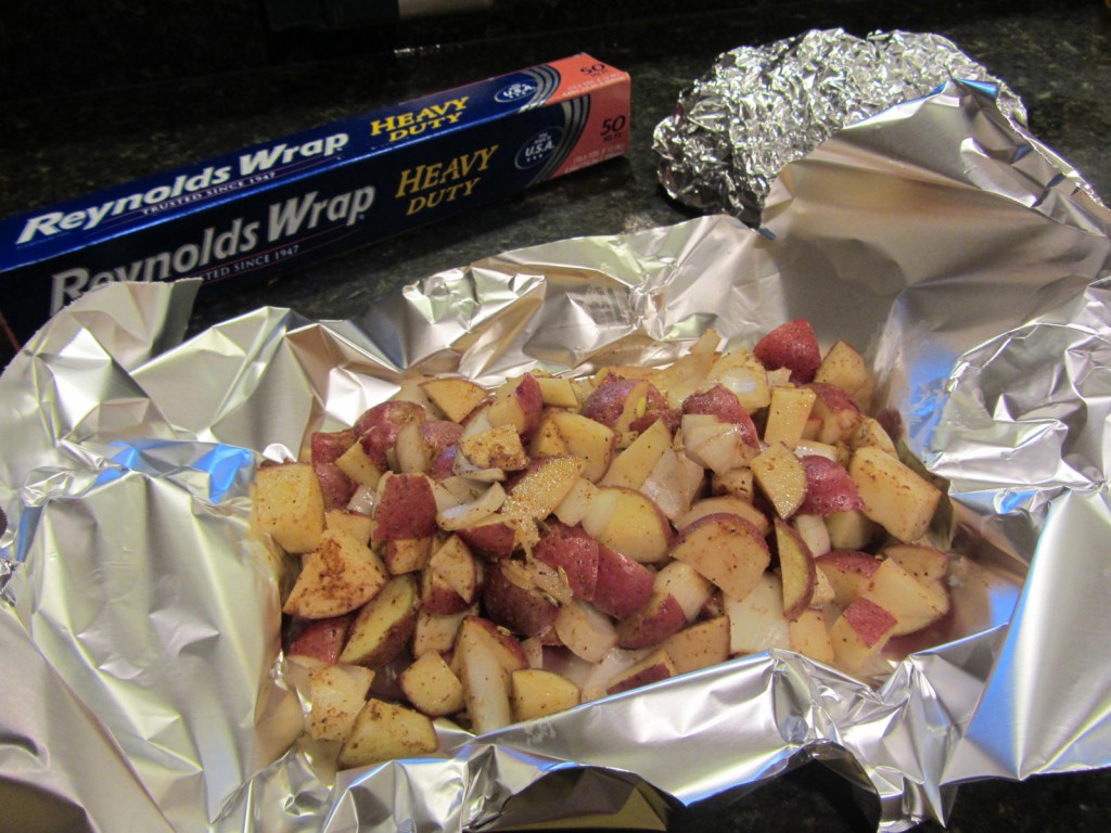 Grilled Spicy Potatoes in foil pack for grill