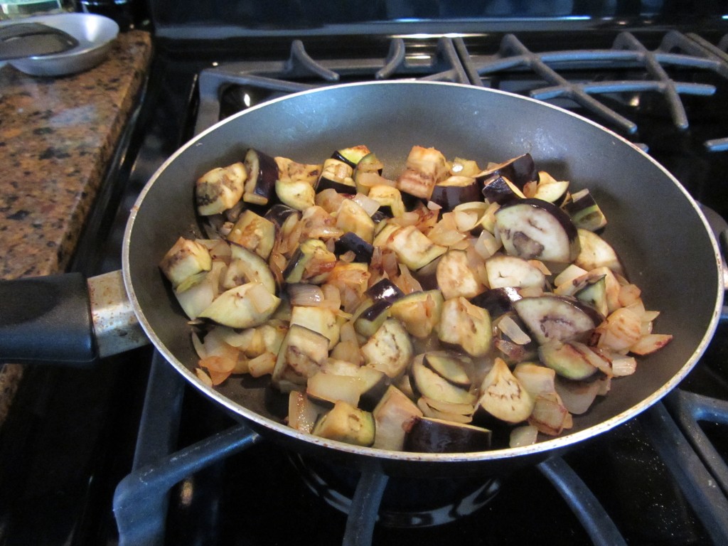 Eggplant casserole - sauteed eggplant and onion