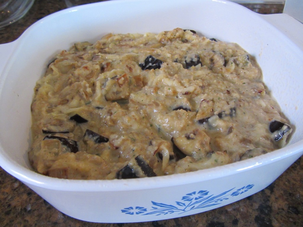 Eggplant casserole ready to bake