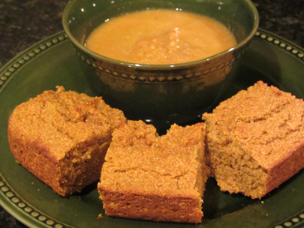 Pumpkin cornbread with soup