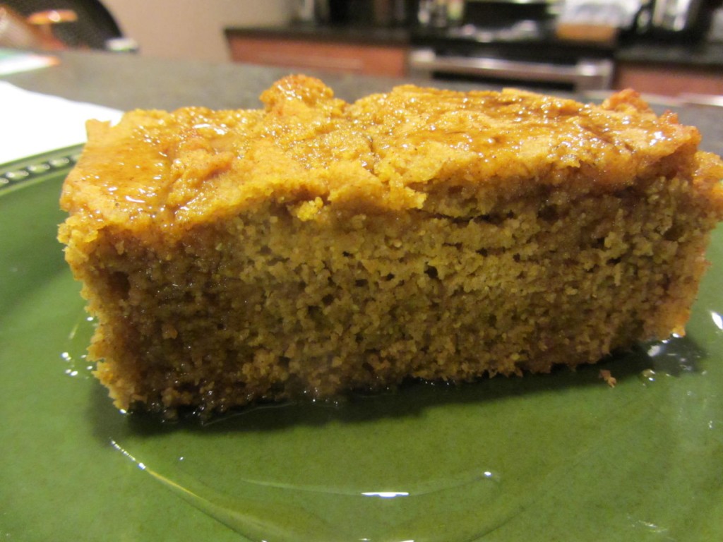 Pumpkin cornbread with maple syrup